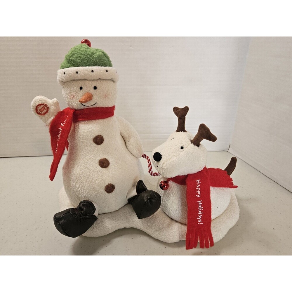 2004 Hallmark Jingle Pals Snowman Dog Animated Musical Singing Plush WORKS